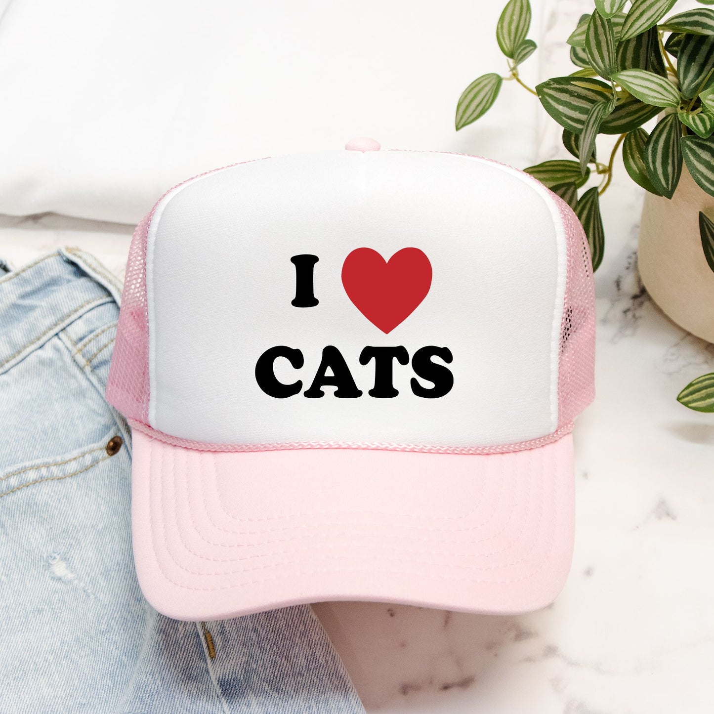 I Love Cats - retro trucker hat