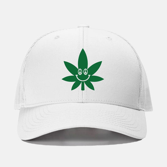 Smiley Wiley Pot Leaf - retro trucker hat