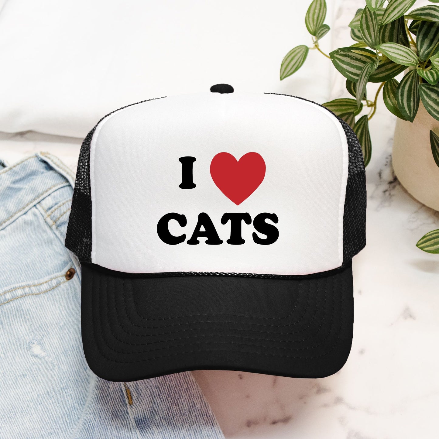 I Love Cats - retro trucker hat