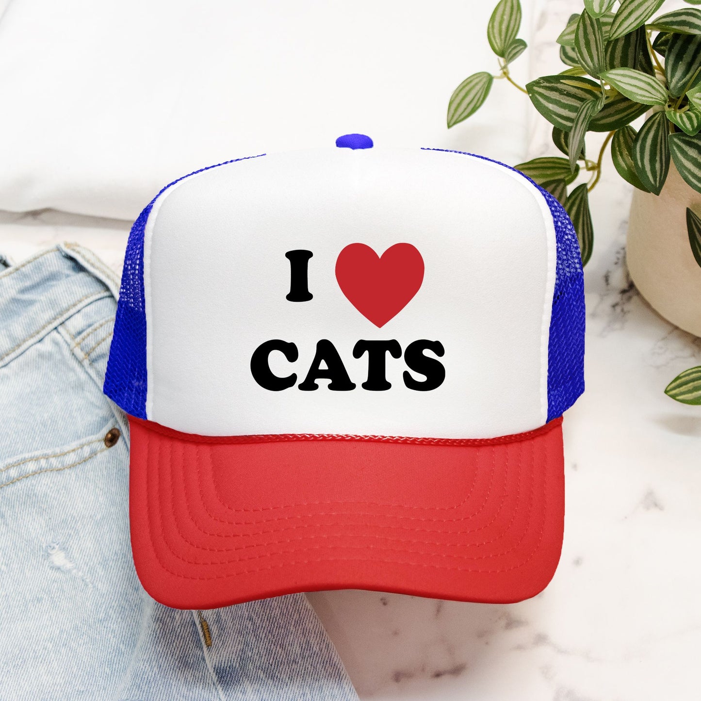 I Love Cats - retro trucker hat