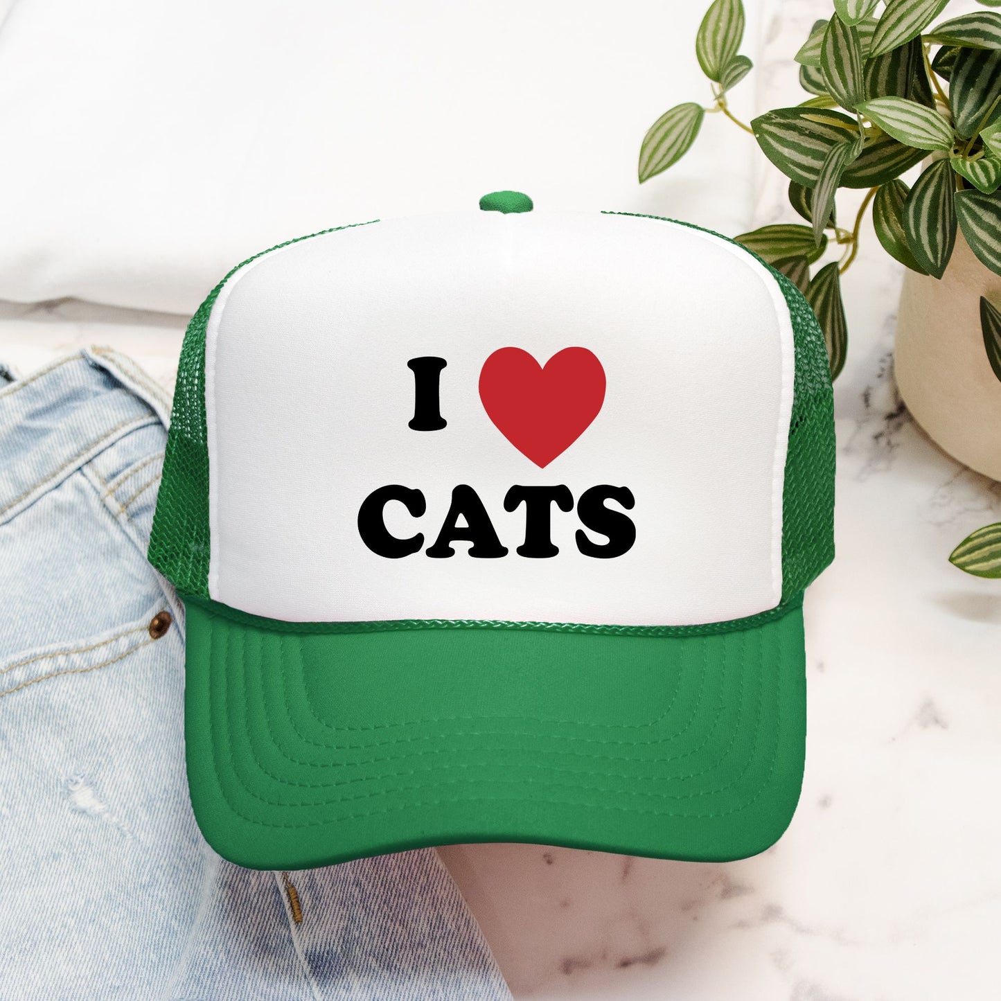 I Love Cats - retro trucker hat
