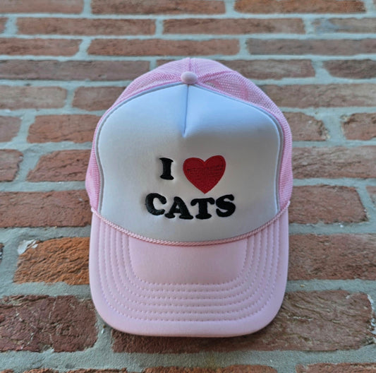I Love Cats - retro trucker hat