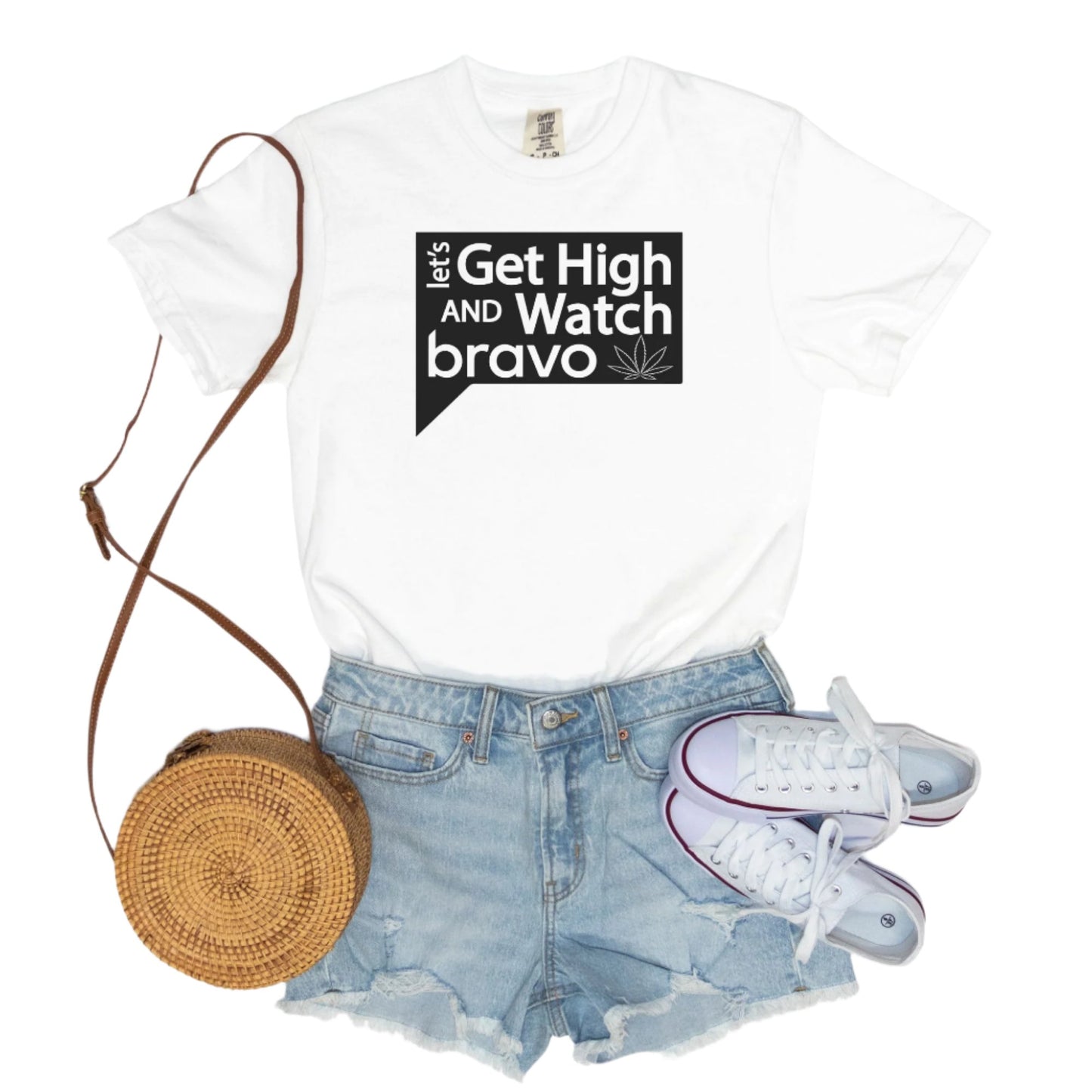 Let's Get High and Watch bravo - vintage style tee