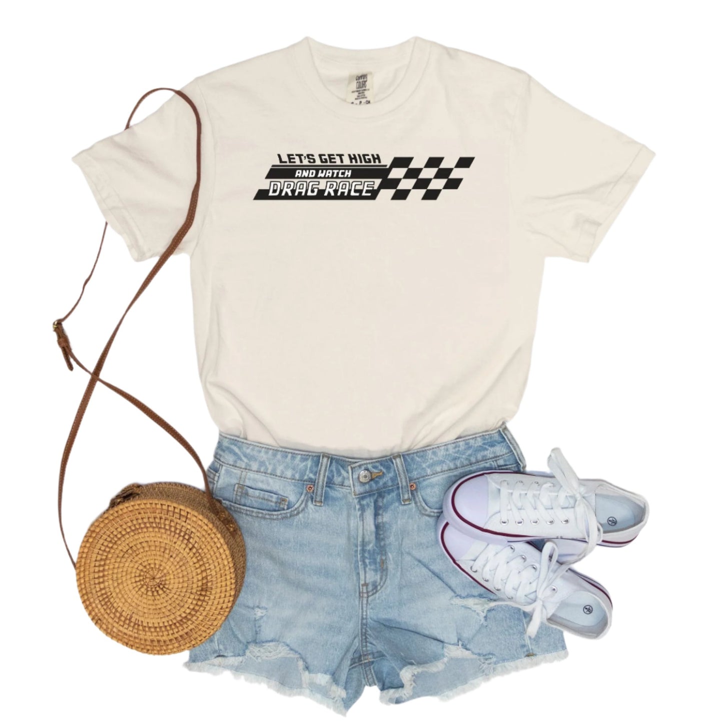 Let's Get High and Watch Drag Race - vintage style tee