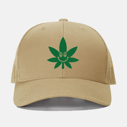 Smiley Wiley Pot Leaf - retro trucker hat