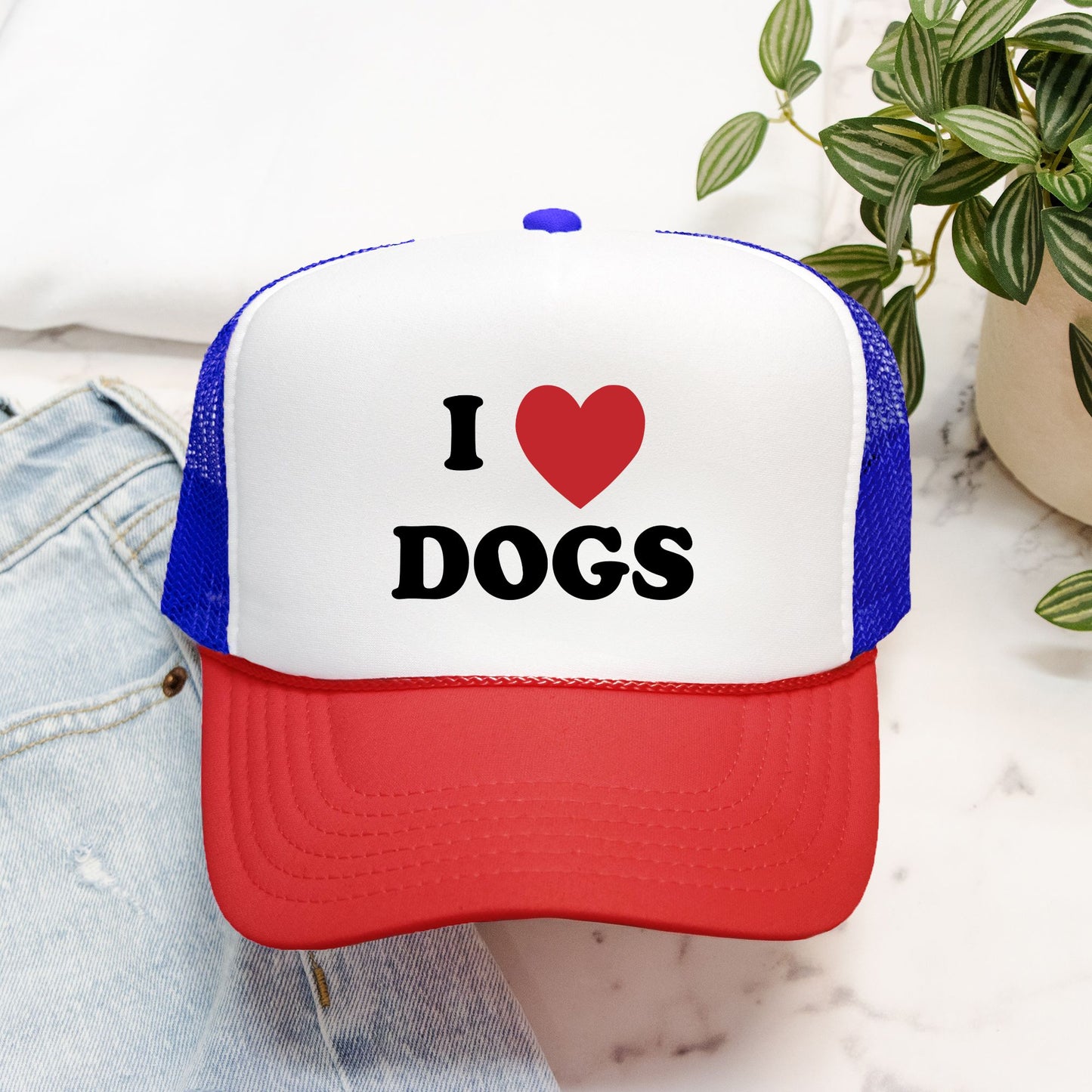 I Love Dogs - retro trucker hat