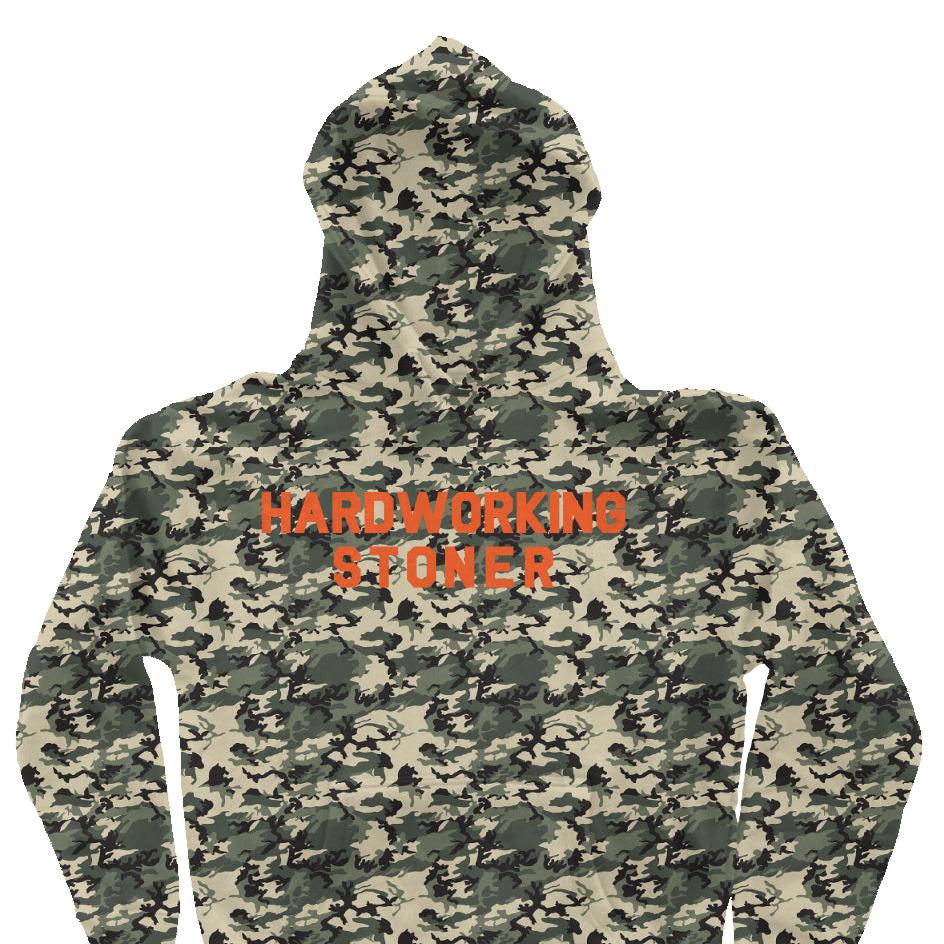 Hardworking Stoner - Camo Heavyweight Hoodie