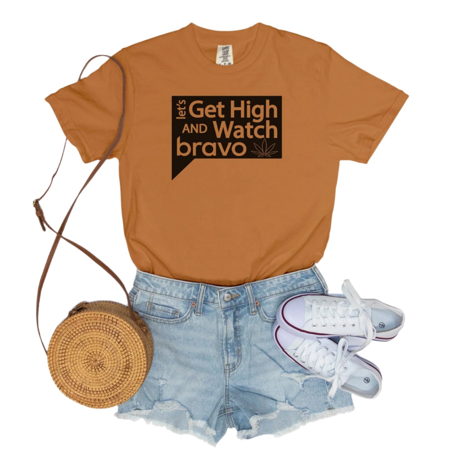 Let's Get High and Watch bravo - vintage style tee