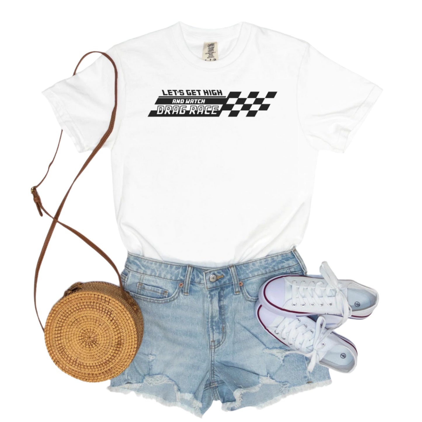 Let's Get High and Watch Drag Race - vintage style tee