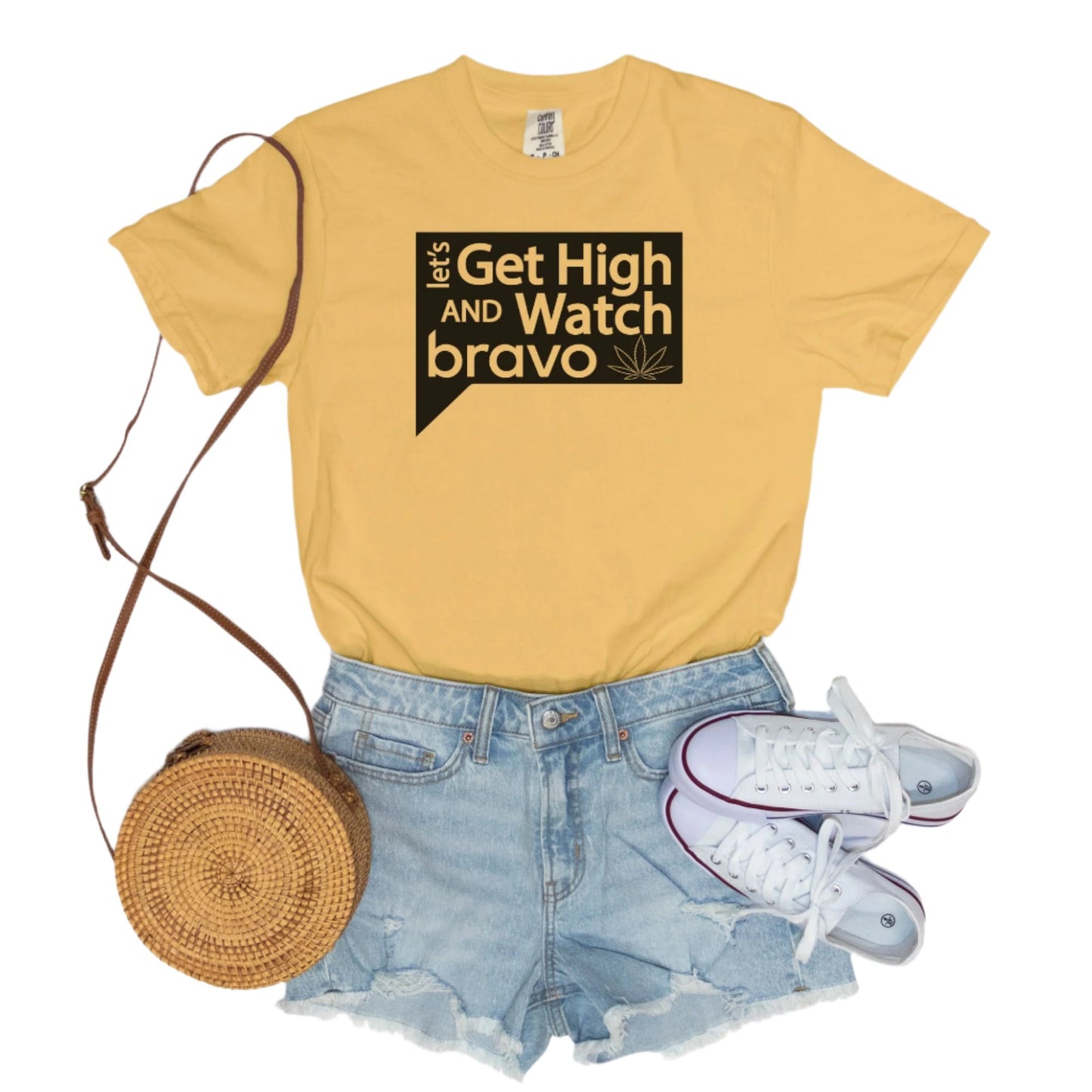 Let's Get High and Watch bravo - vintage style tee