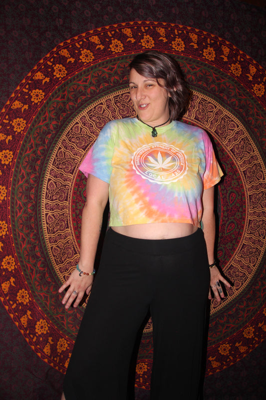 Hardworking Stoners of America Local 420 logo - cropped tie-dye tee