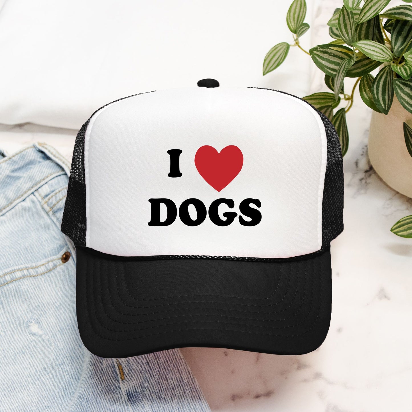 I Love Dogs - retro trucker hat