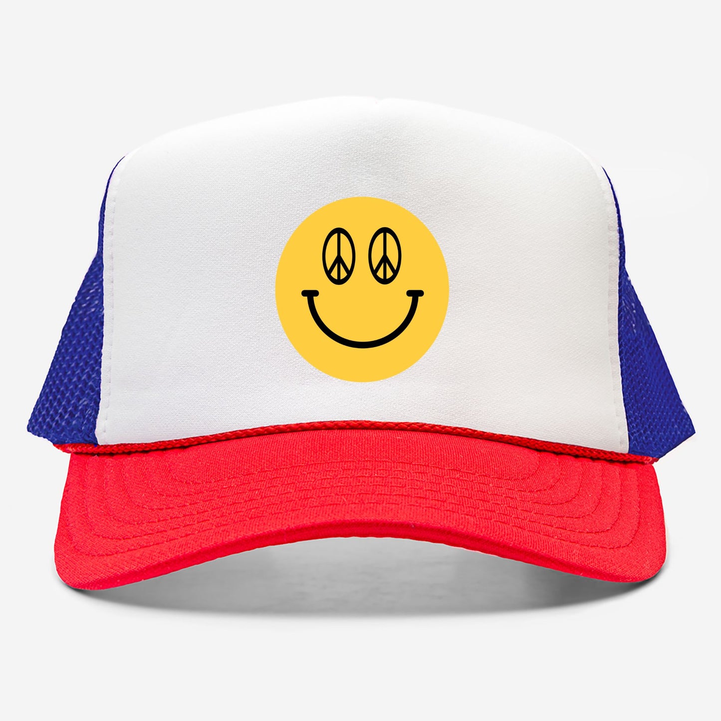 Peace Sign Smiley Face - retro trucker hat