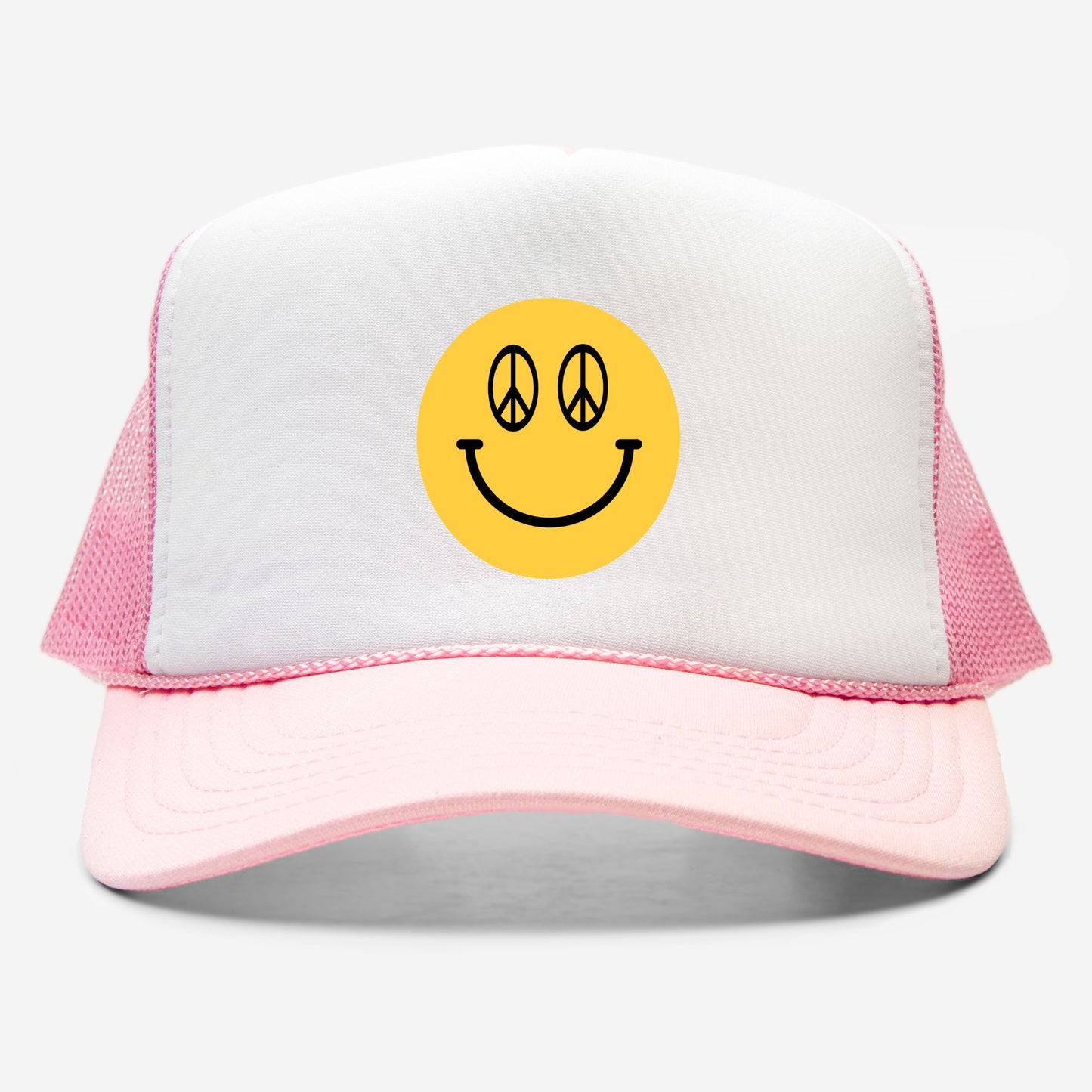 Peace Sign Smiley Face - retro trucker hat