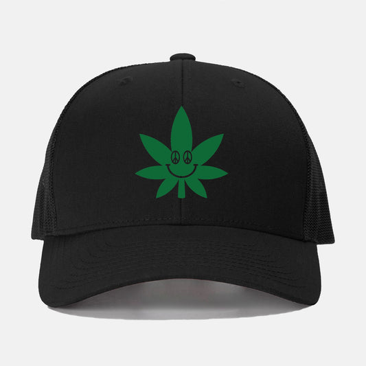 Smiley Wiley Pot Leaf - retro trucker hat