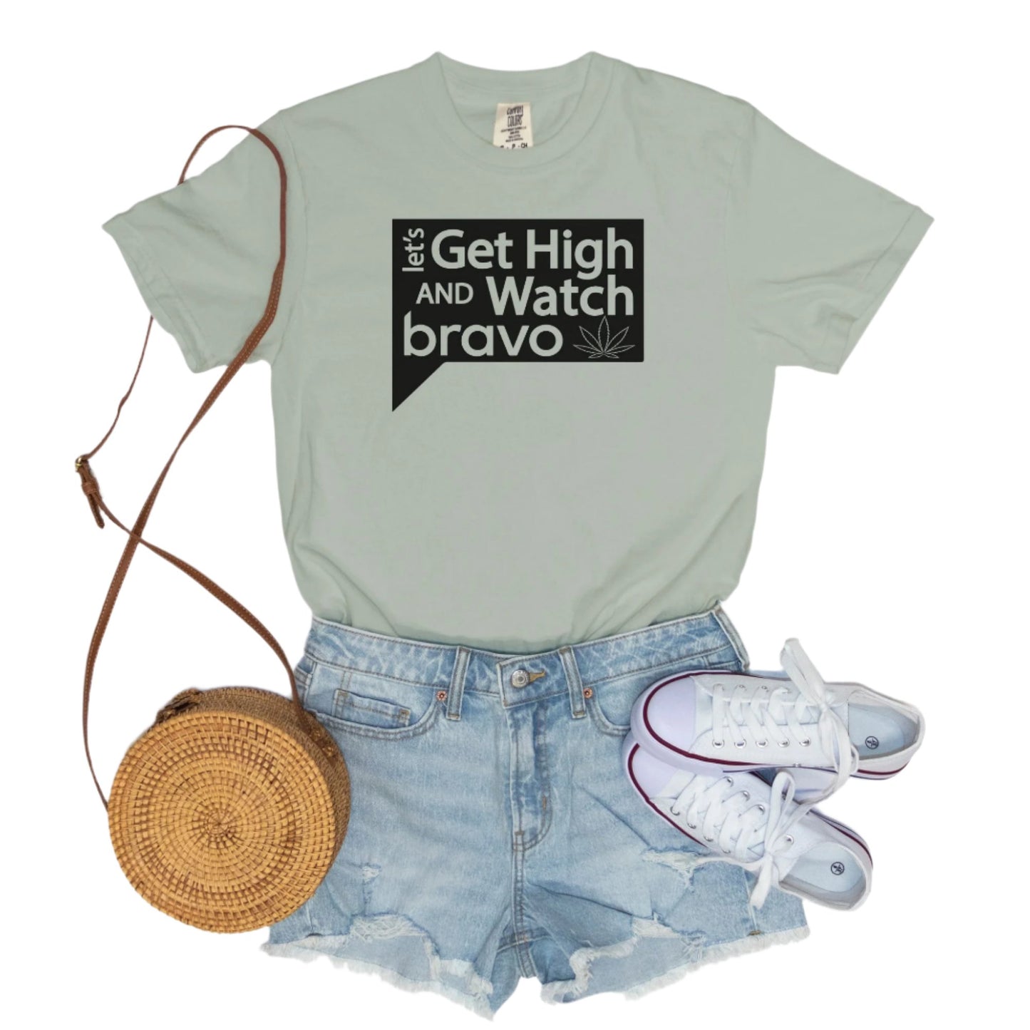 Let's Get High and Watch bravo - vintage style tee