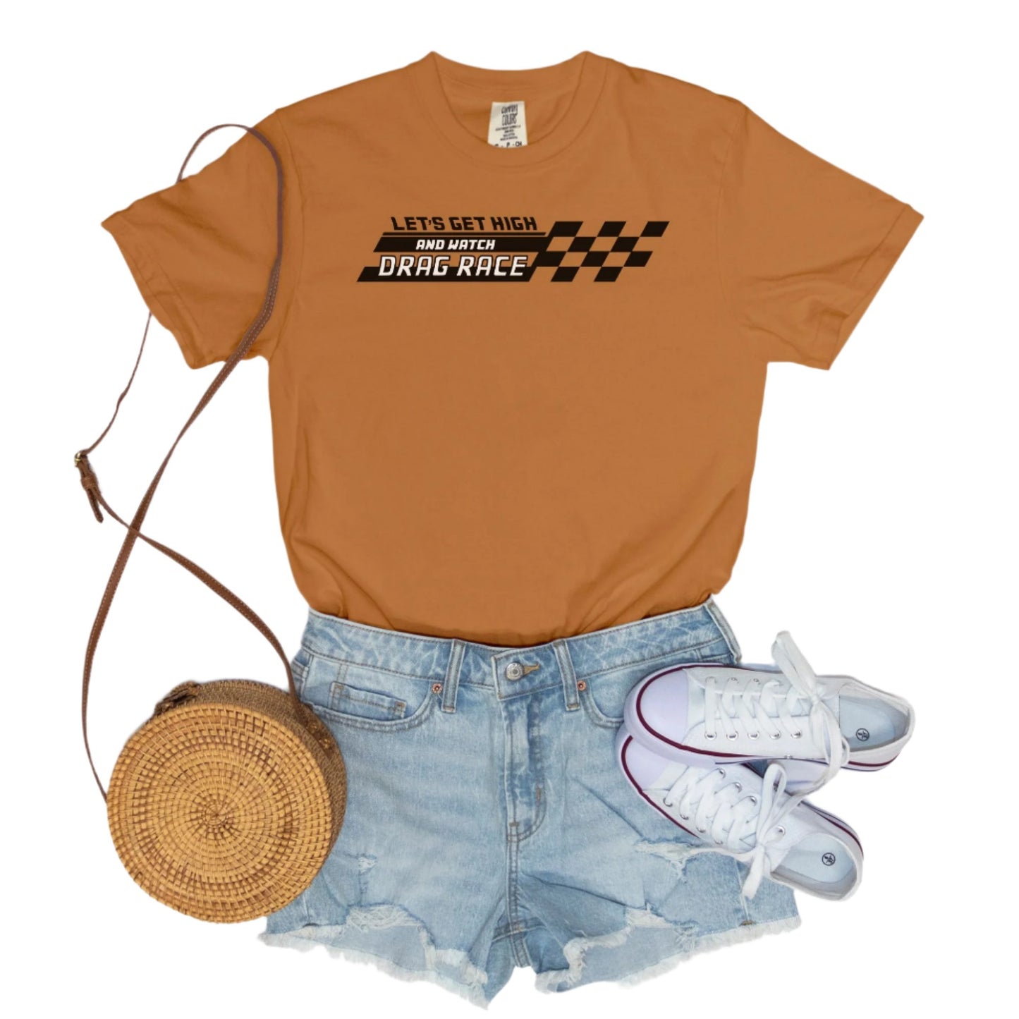 Let's Get High and Watch Drag Race - vintage style tee