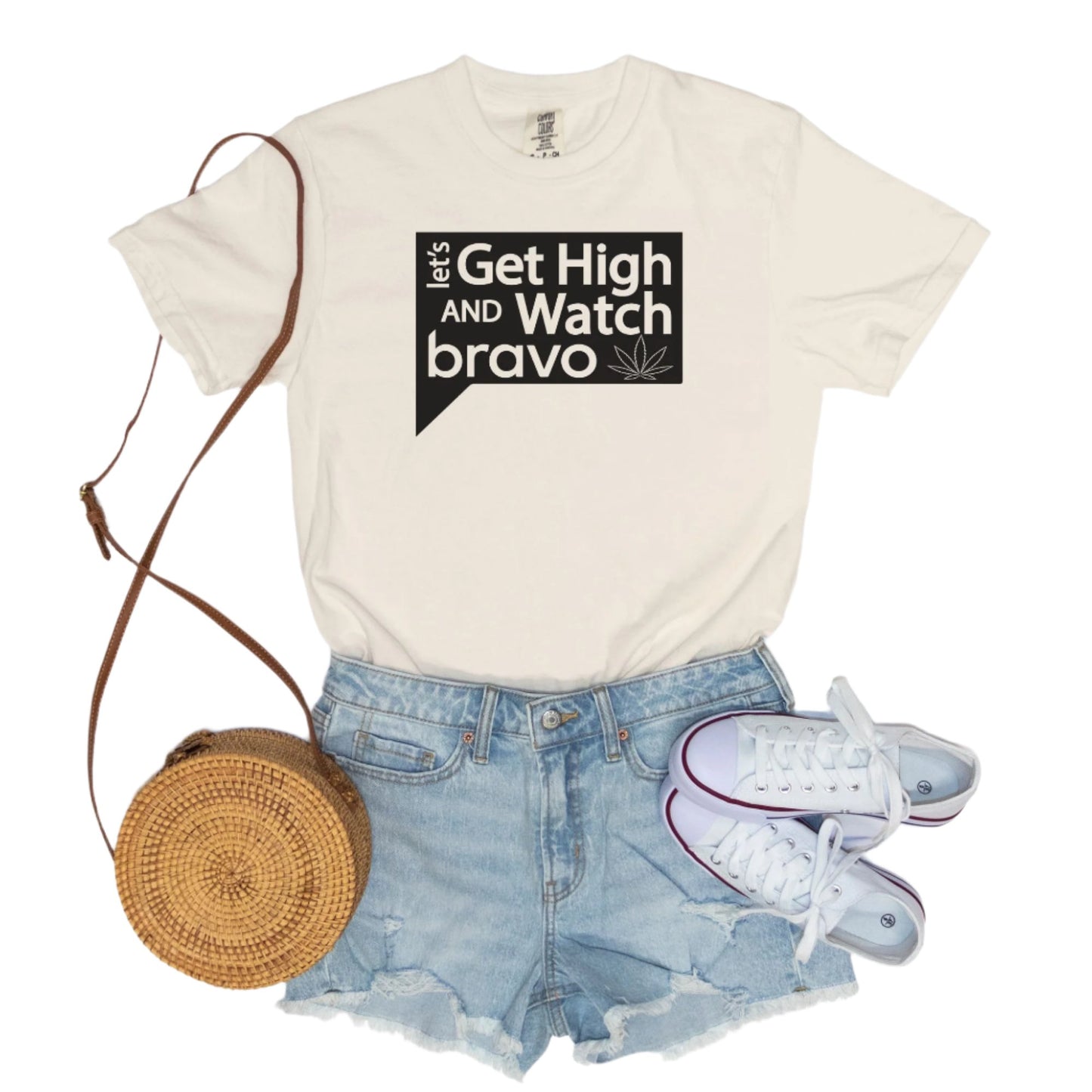 Let's Get High and Watch bravo - vintage style tee