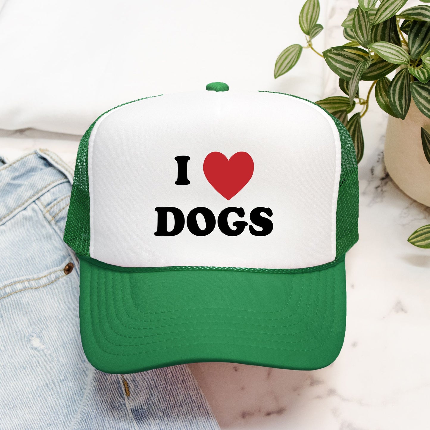 I Love Dogs - retro trucker hat