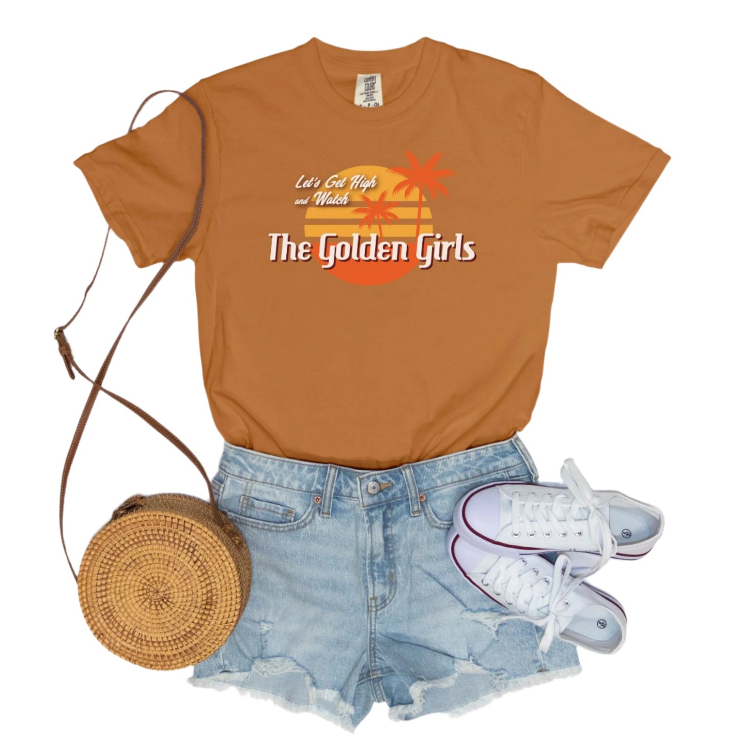 Let's Get High and Watch Golden Girls - vintage style tee