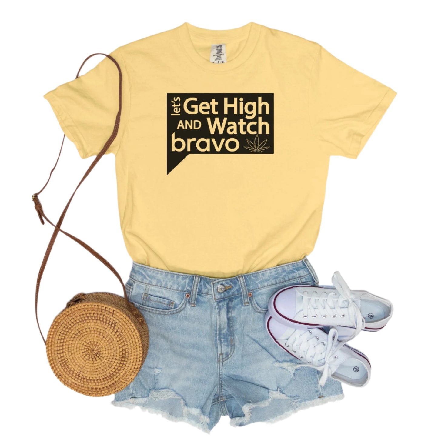 Let's Get High and Watch bravo - vintage style tee