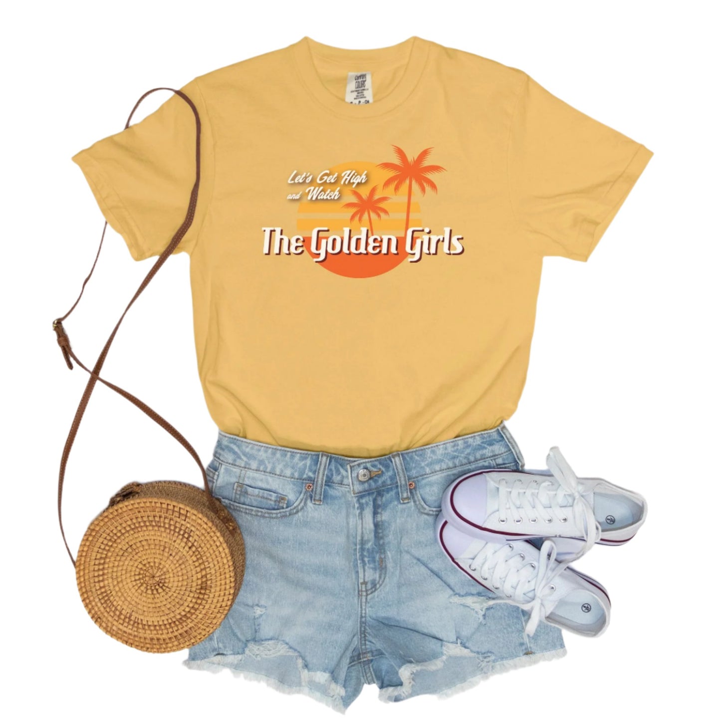 Let's Get High and Watch Golden Girls - vintage style tee