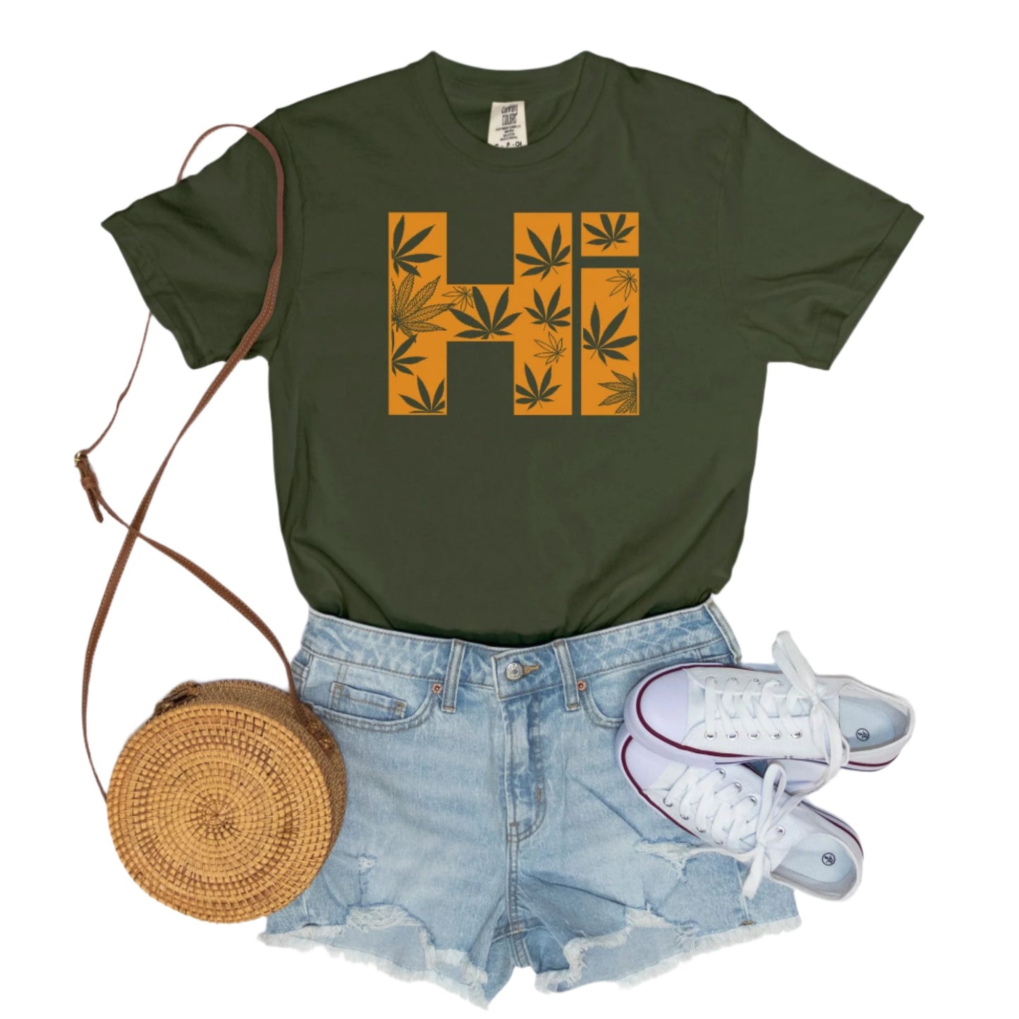 Hi - vintage style tee (yellow)