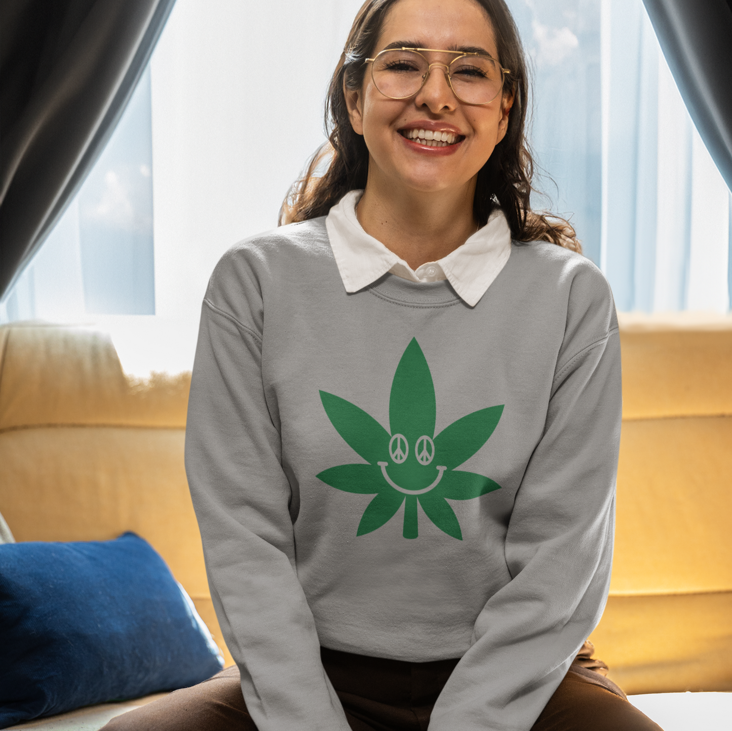 Pot Leaf Smiley - crewneck sweatshirt