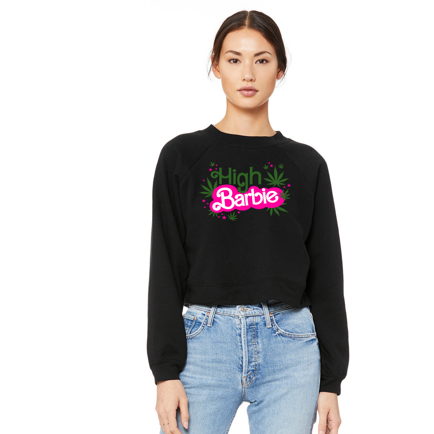 High Barbie - womens raglan fleece sweatshirt