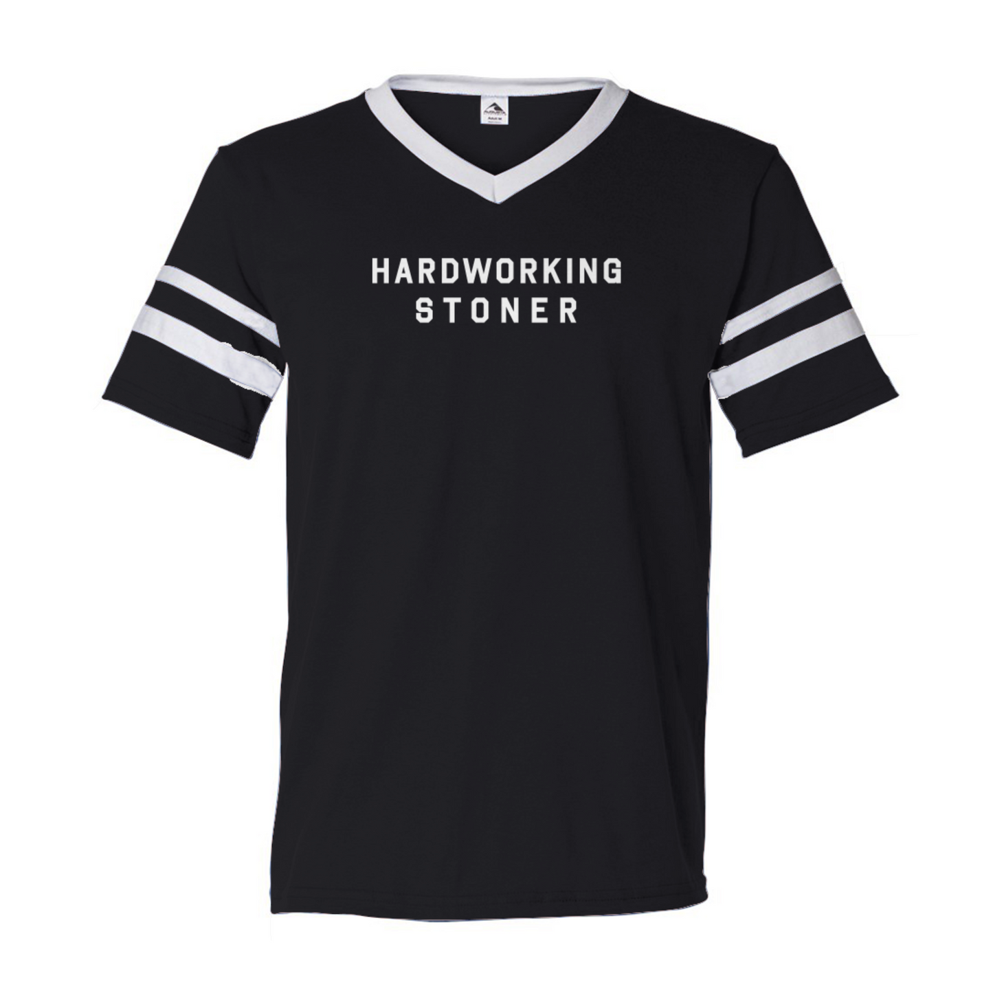 Hardworking Stoner - retro v-neck ringer tee