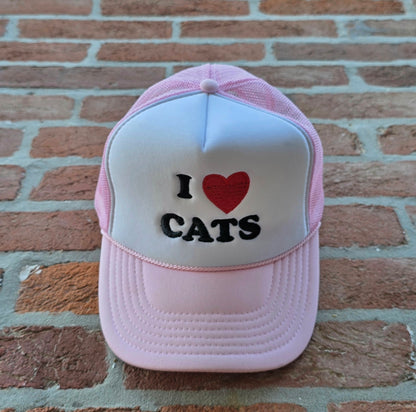 I Love Cats - retro trucker hat