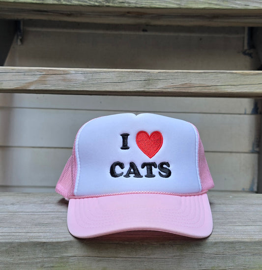 I Love Cats - retro trucker hat