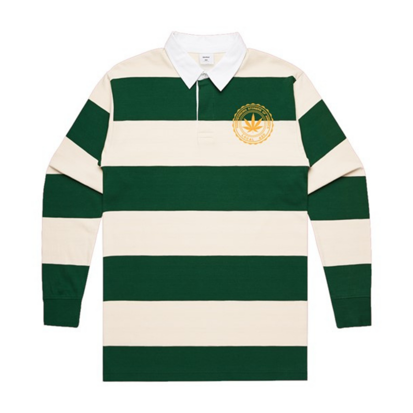 Hardworking Stoners of America - Natural/Forest Rugby Stripe Jersey