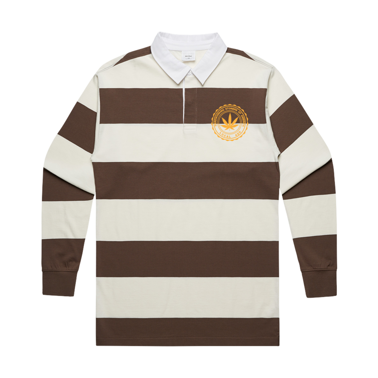 Hardworking Stoners of America - natural/walnut Rugby Stripe Jersey