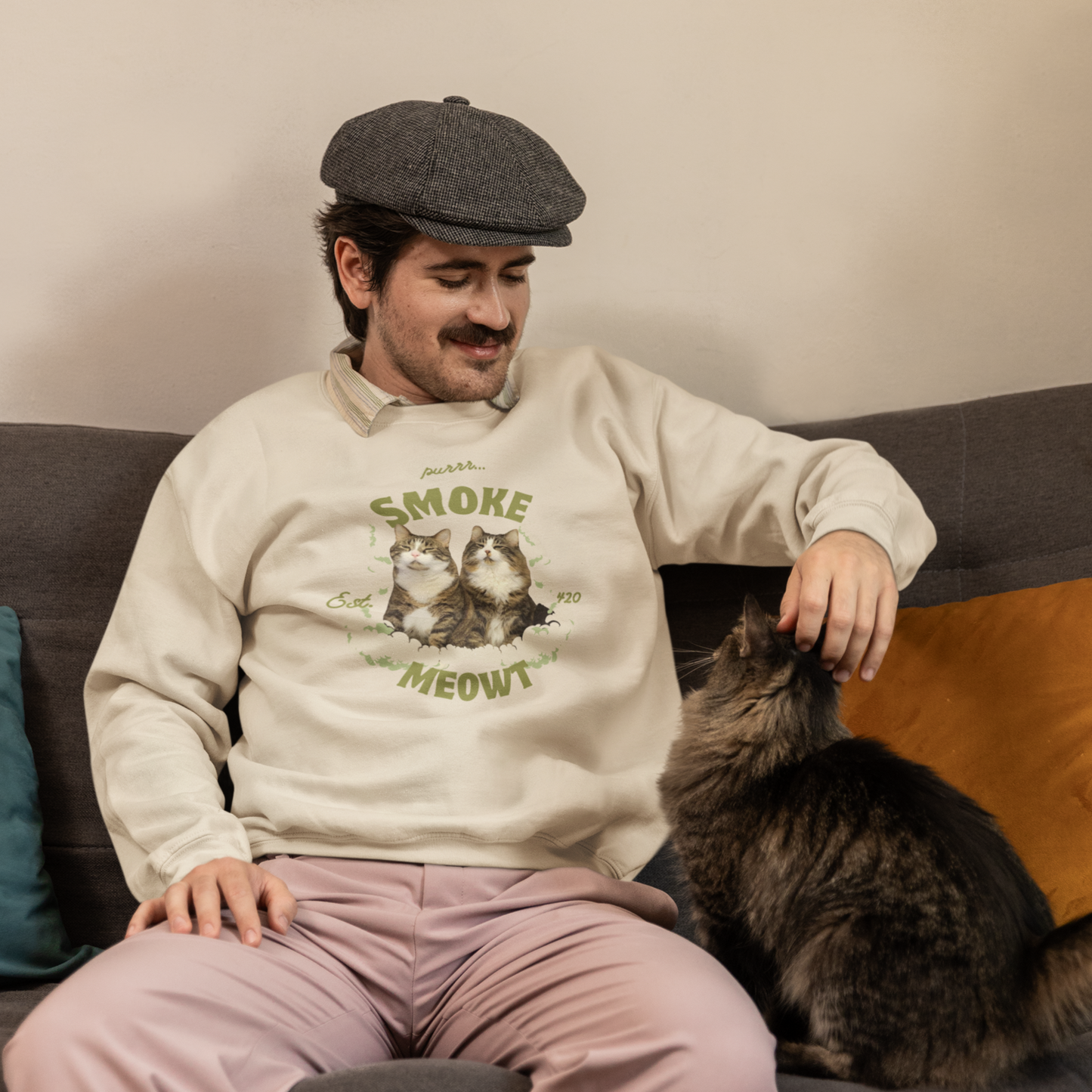 Smoke Meowt - sponge fleece crewneck