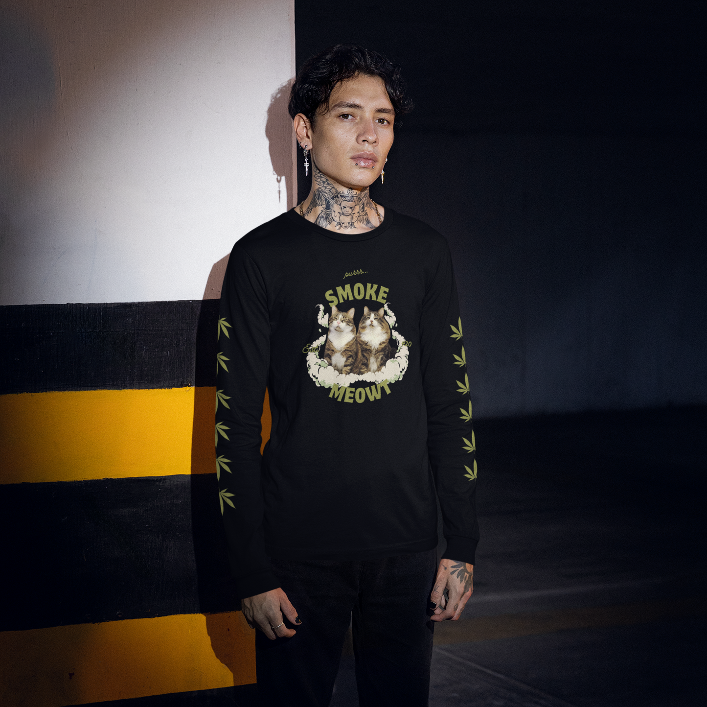 Smoke Meowt - heavyweight long sleeve tee