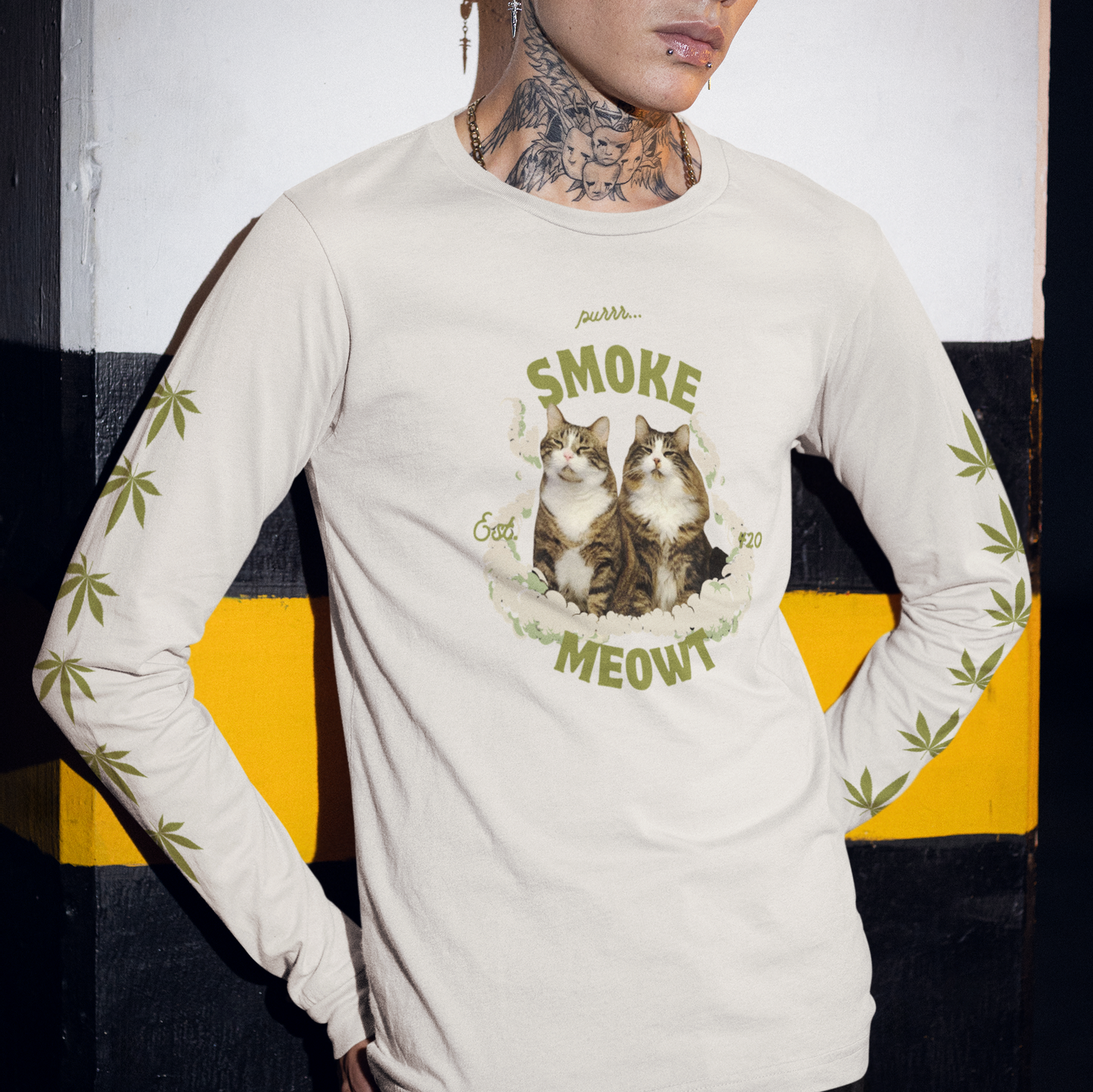 Smoke Meowt - heavyweight long sleeve tee